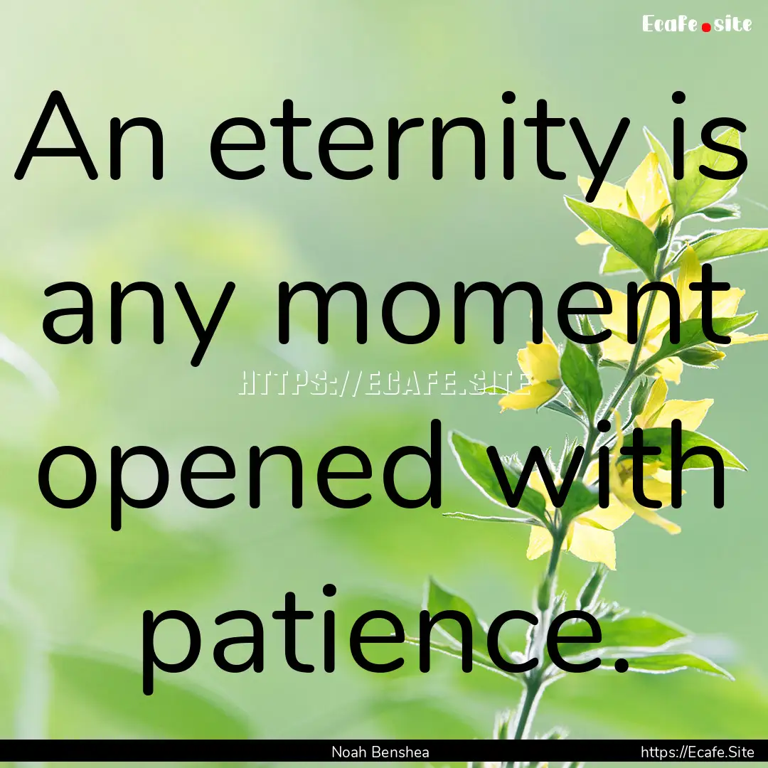 An eternity is any moment opened with patience..... : Quote by Noah Benshea