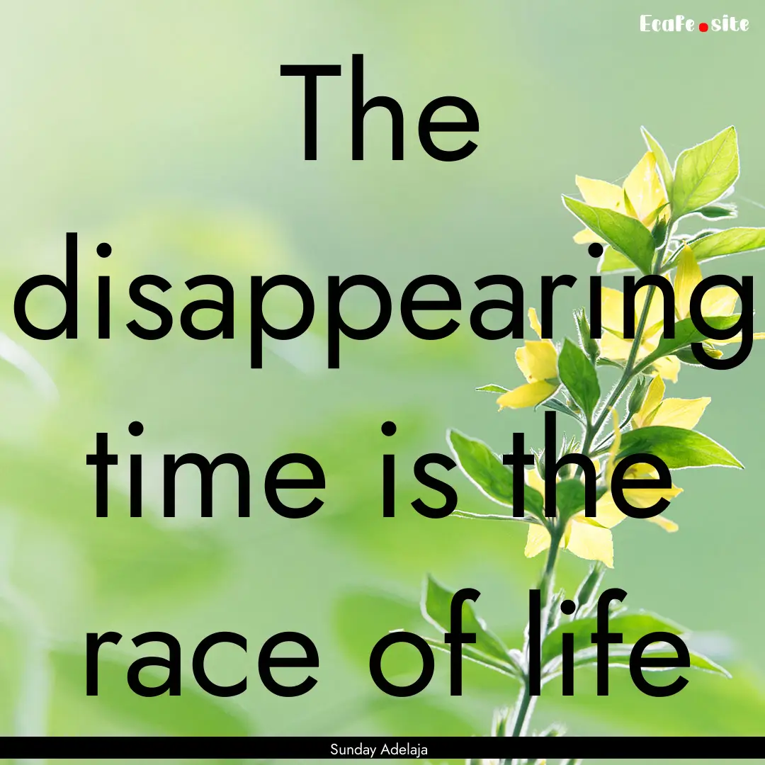 The disappearing time is the race of life.... : Quote by Sunday Adelaja