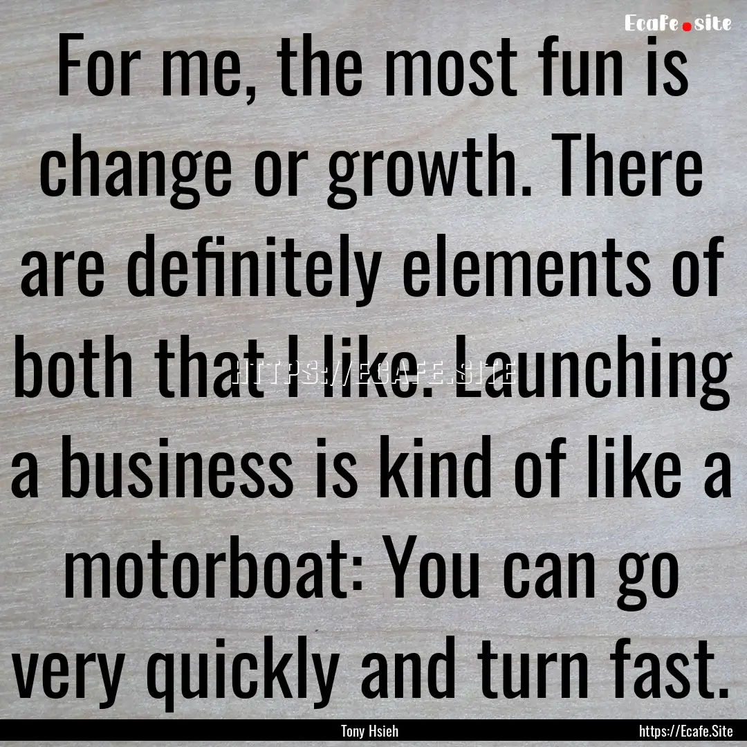 For me, the most fun is change or growth..... : Quote by Tony Hsieh