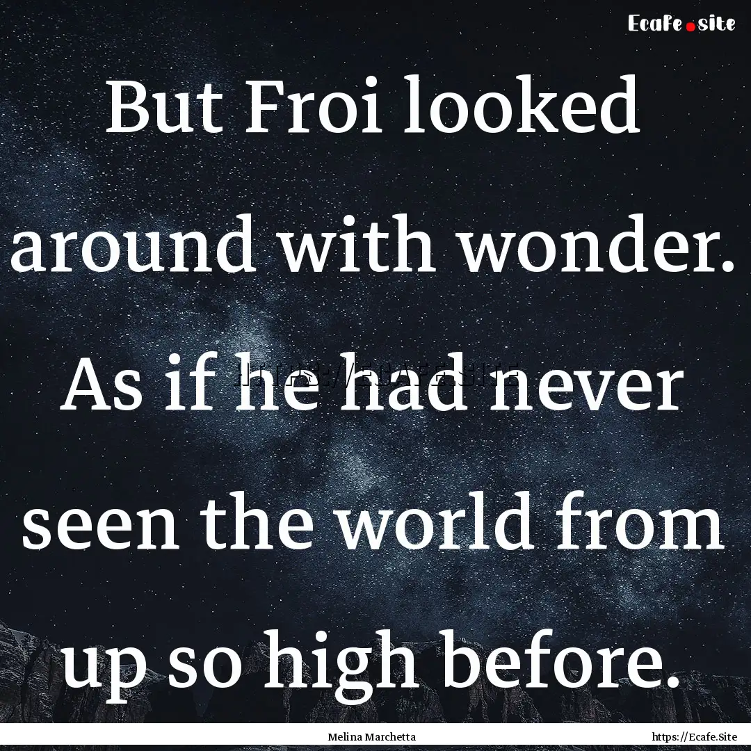 But Froi looked around with wonder. As if.... : Quote by Melina Marchetta