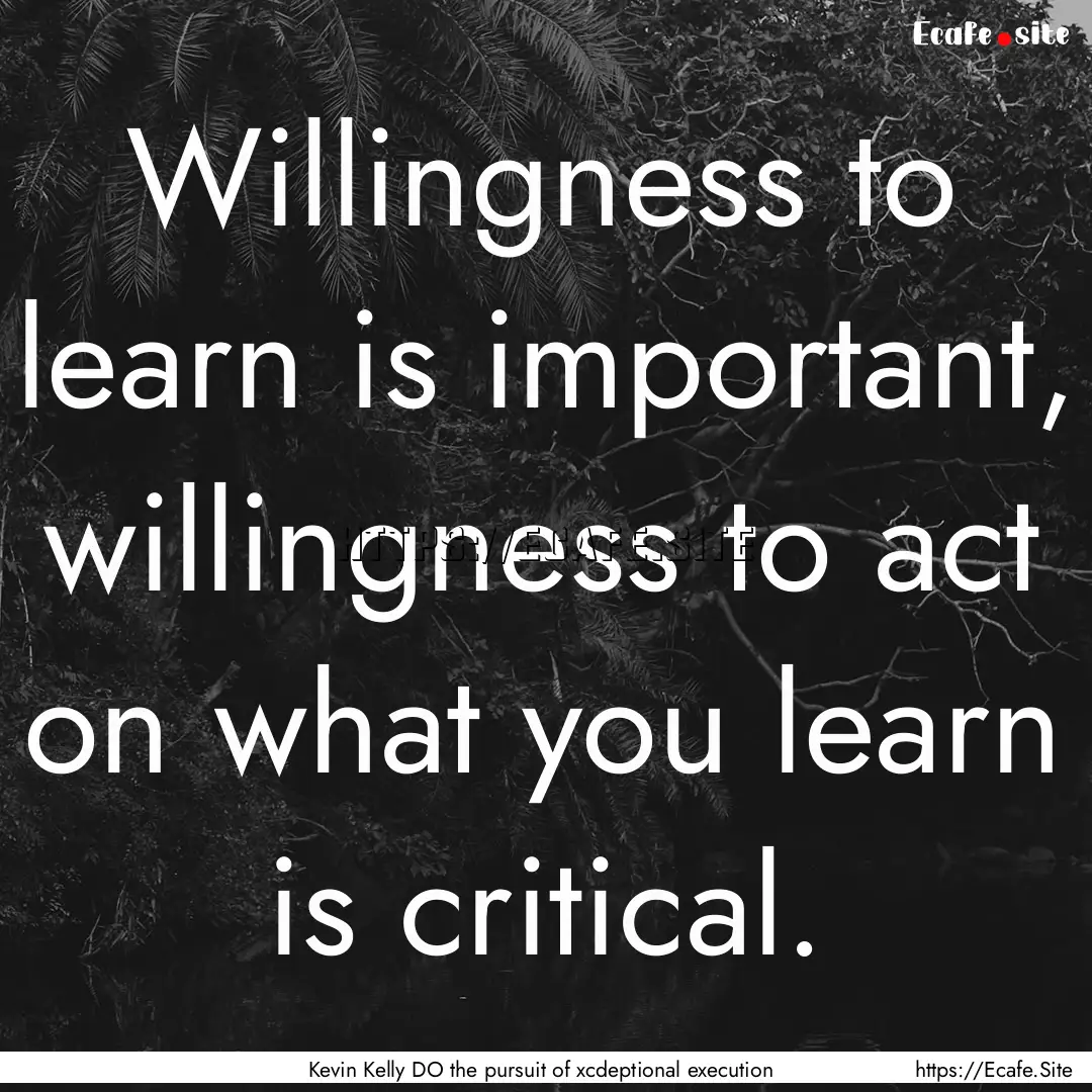 Willingness to learn is important, willingness.... : Quote by Kevin Kelly DO the pursuit of xcdeptional execution