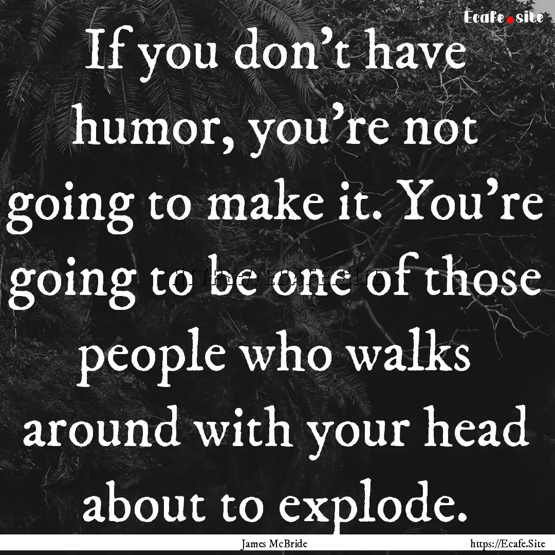 If you don't have humor, you're not going.... : Quote by James McBride