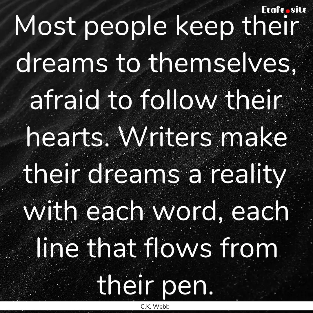 Most people keep their dreams to themselves,.... : Quote by C.K. Webb