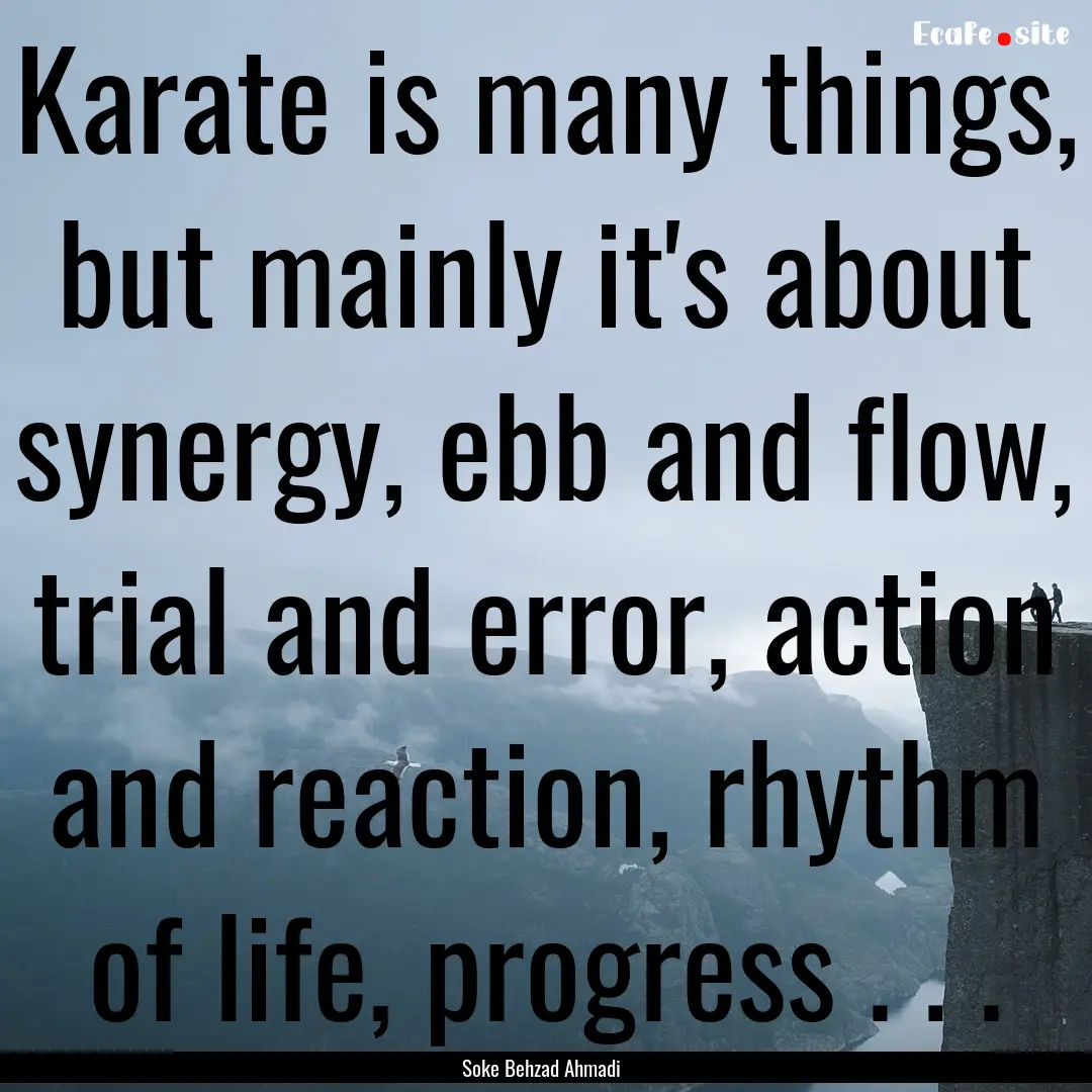 Karate is many things, but mainly it's about.... : Quote by Soke Behzad Ahmadi