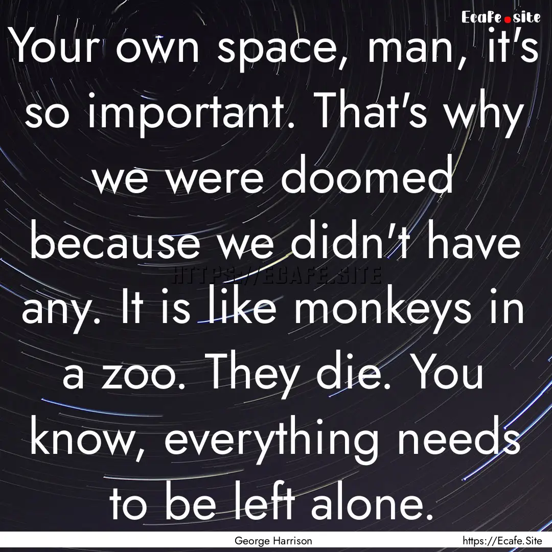 Your own space, man, it's so important. That's.... : Quote by George Harrison