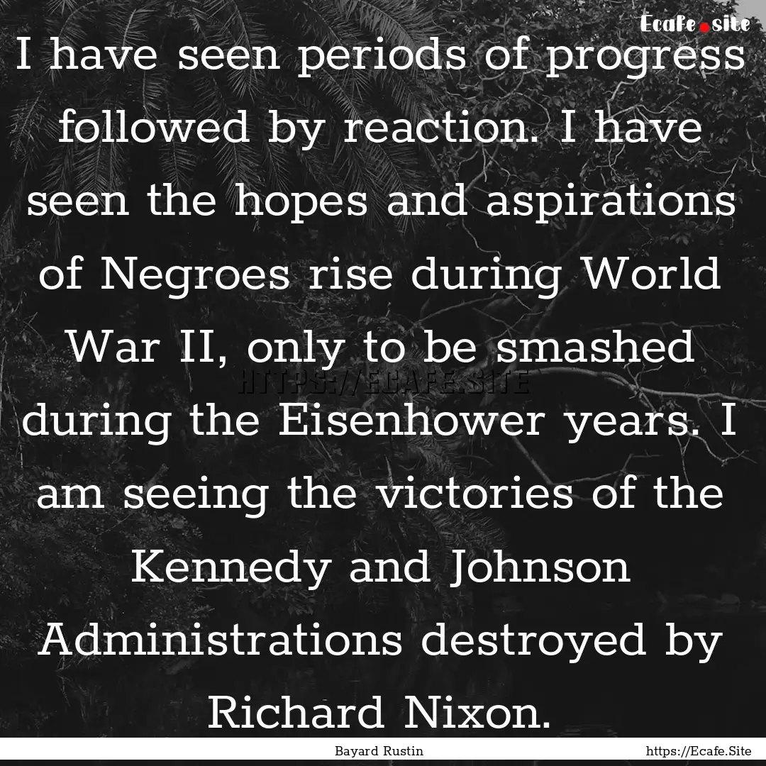 I have seen periods of progress followed.... : Quote by Bayard Rustin