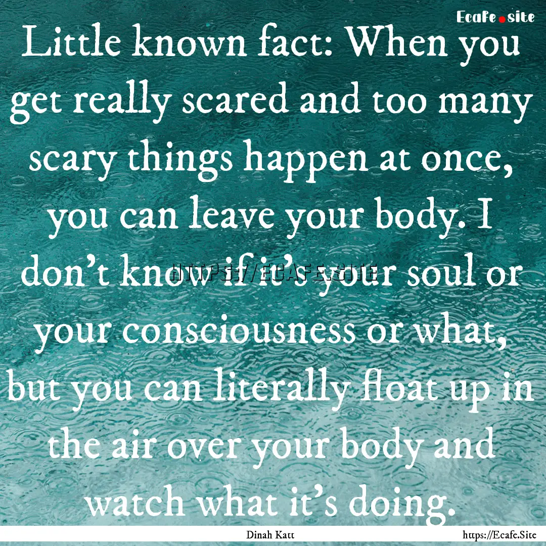 Little known fact: When you get really scared.... : Quote by Dinah Katt