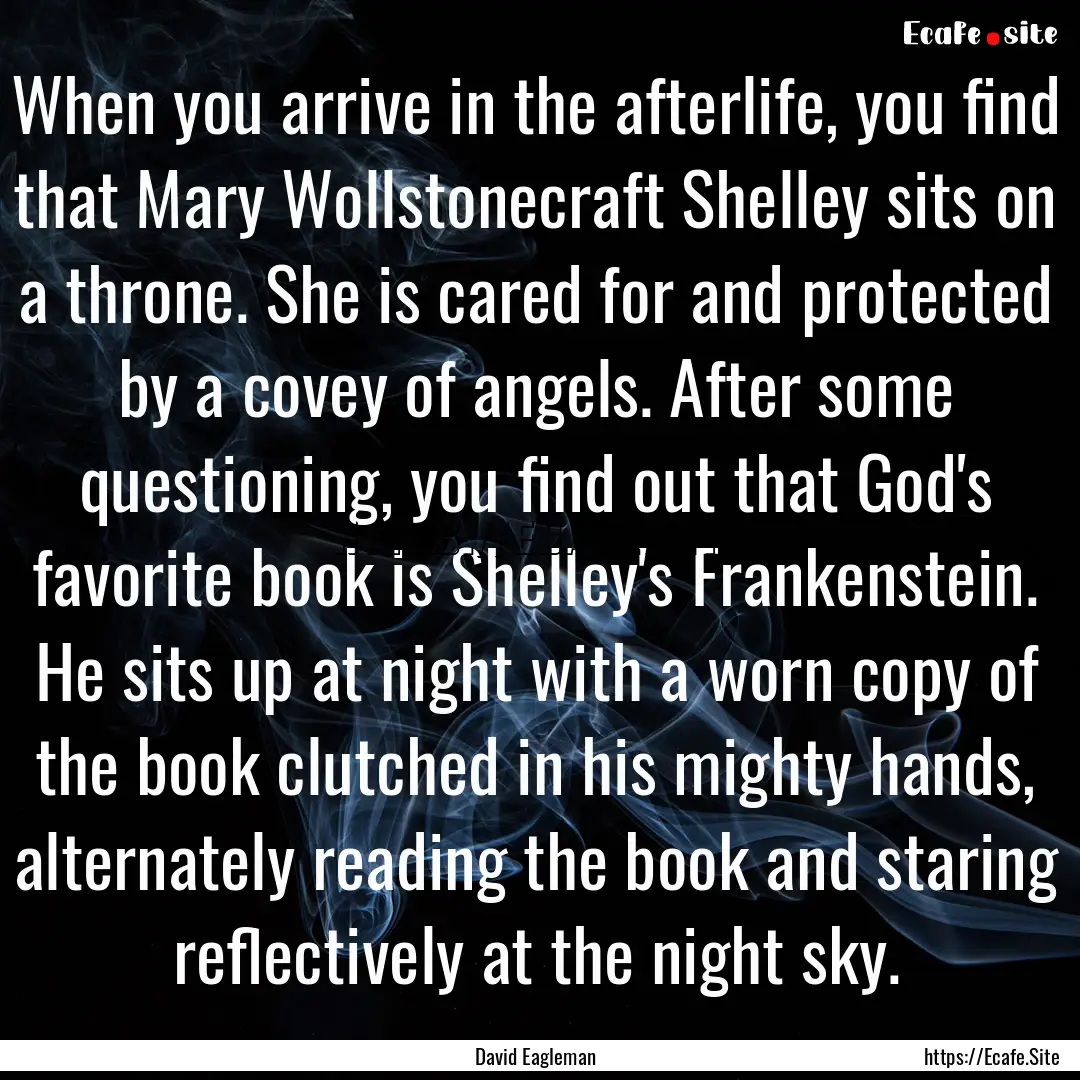 When you arrive in the afterlife, you find.... : Quote by David Eagleman