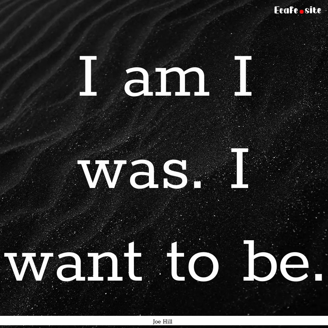 I am I was. I want to be. : Quote by Joe Hill