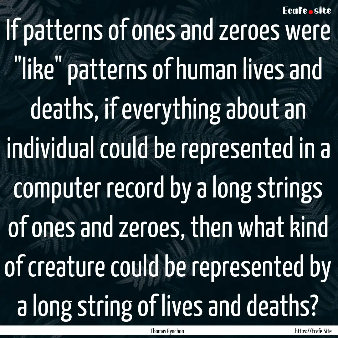 If patterns of ones and zeroes were 