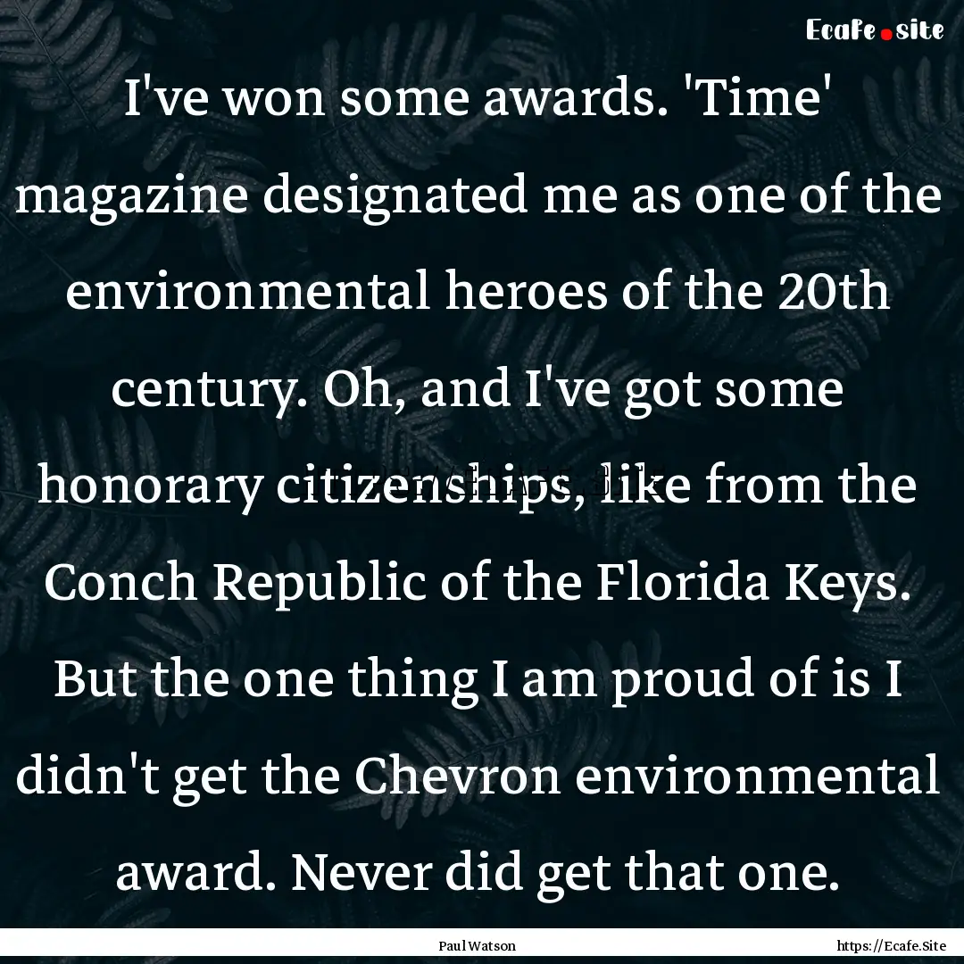 I've won some awards. 'Time' magazine designated.... : Quote by Paul Watson