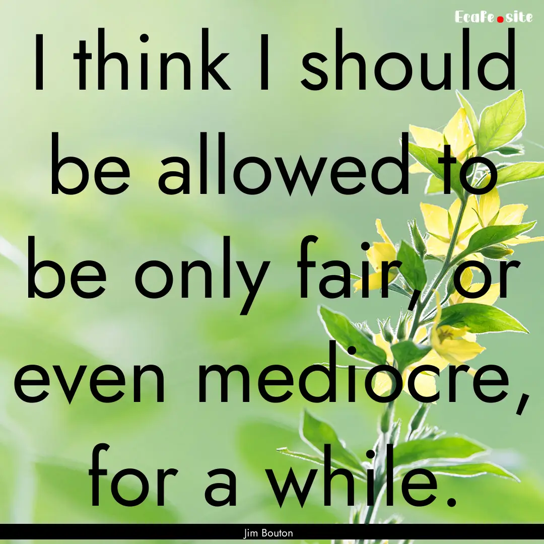 I think I should be allowed to be only fair,.... : Quote by Jim Bouton