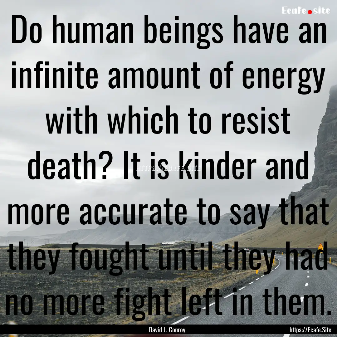 Do human beings have an infinite amount of.... : Quote by David L. Conroy