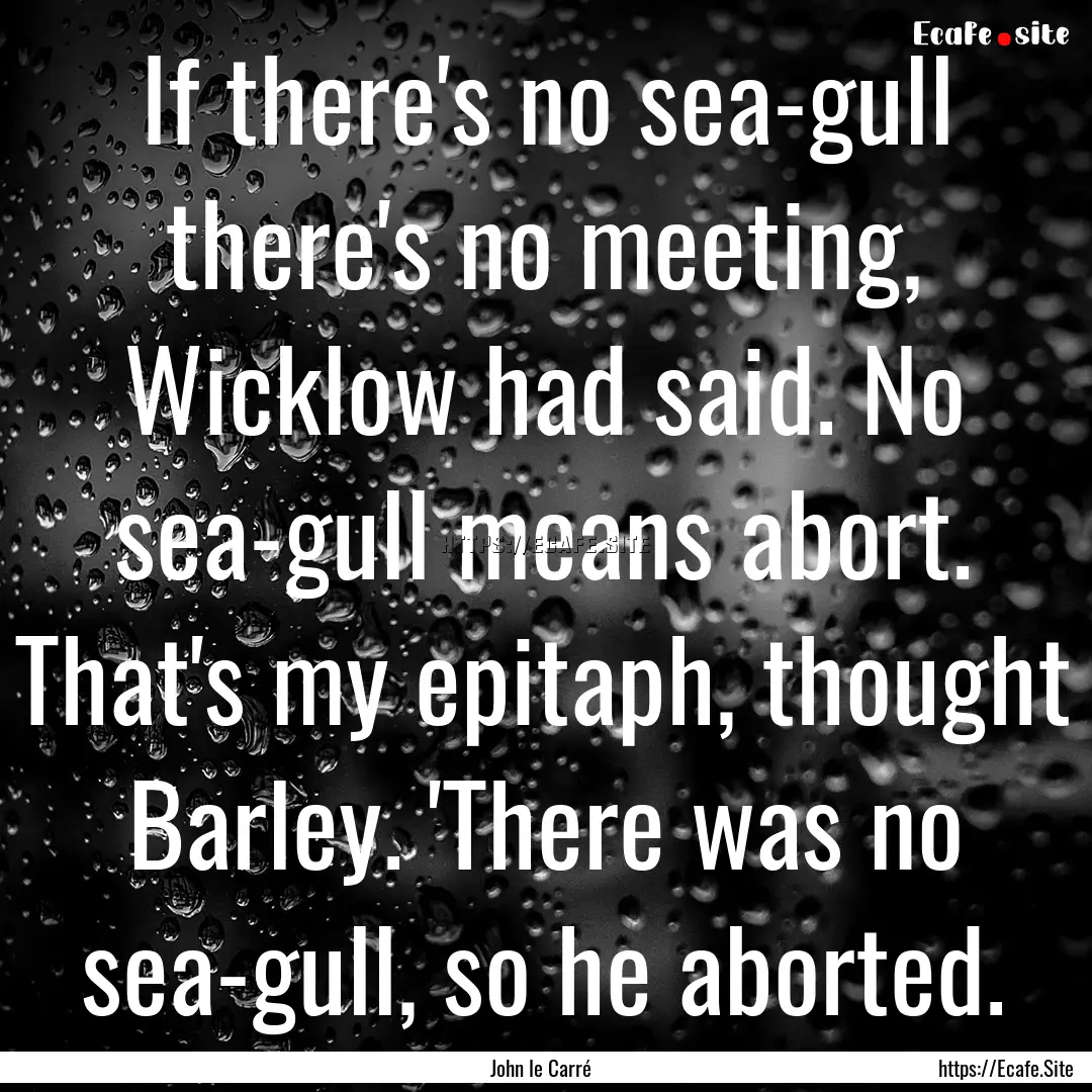 If there's no sea-gull there's no meeting,.... : Quote by John le Carré