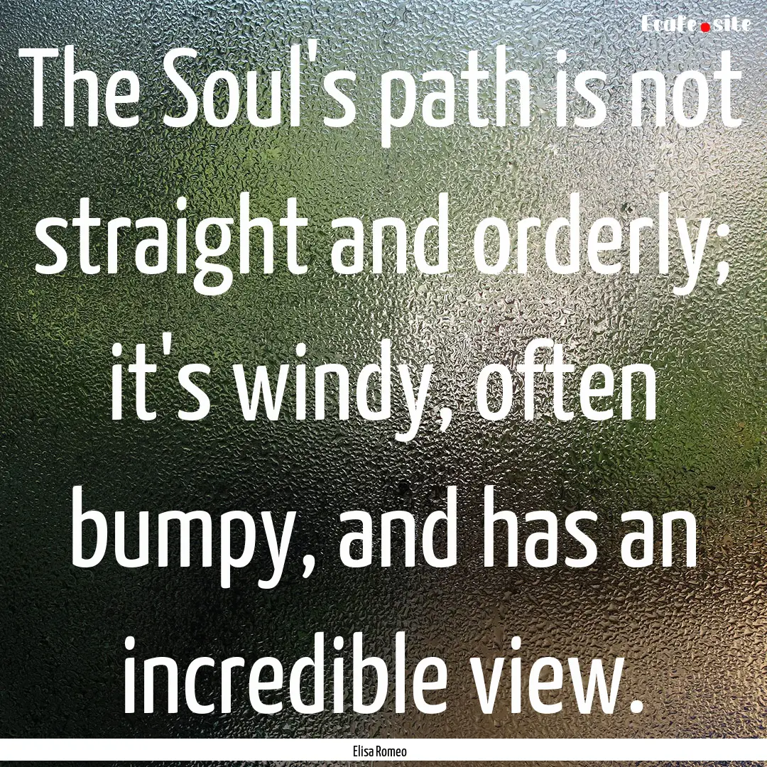 The Soul's path is not straight and orderly;.... : Quote by Elisa Romeo