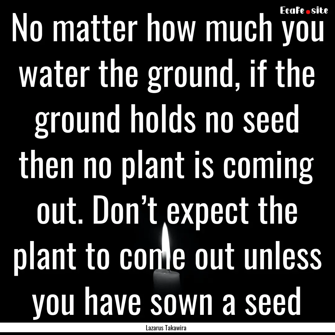 No matter how much you water the ground,.... : Quote by Lazarus Takawira