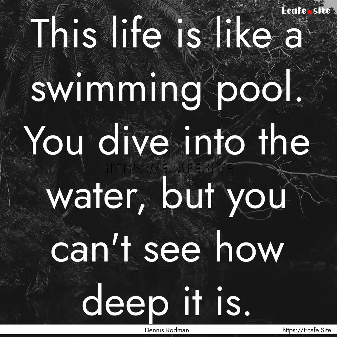 This life is like a swimming pool. You dive.... : Quote by Dennis Rodman