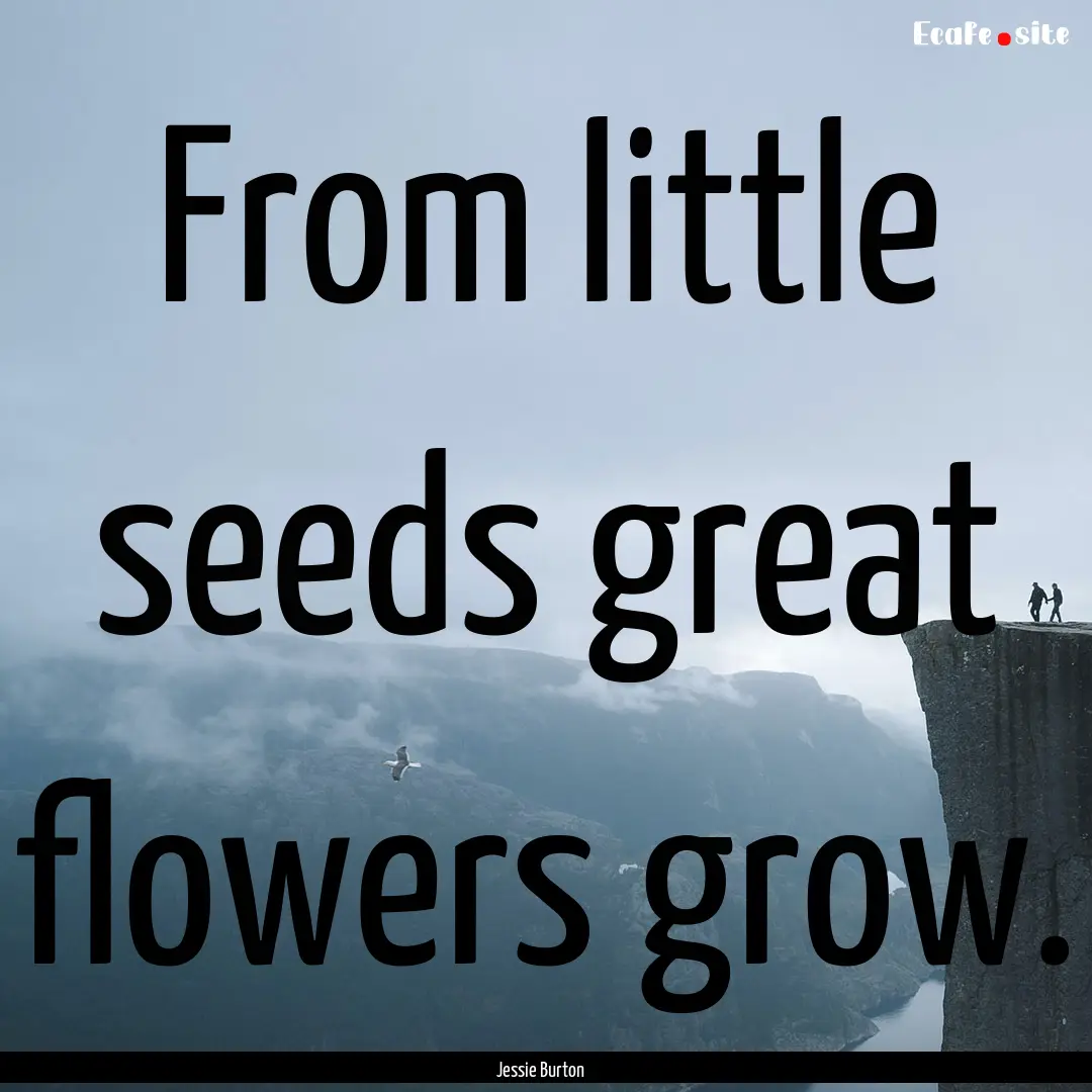 From little seeds great flowers grow. : Quote by Jessie Burton