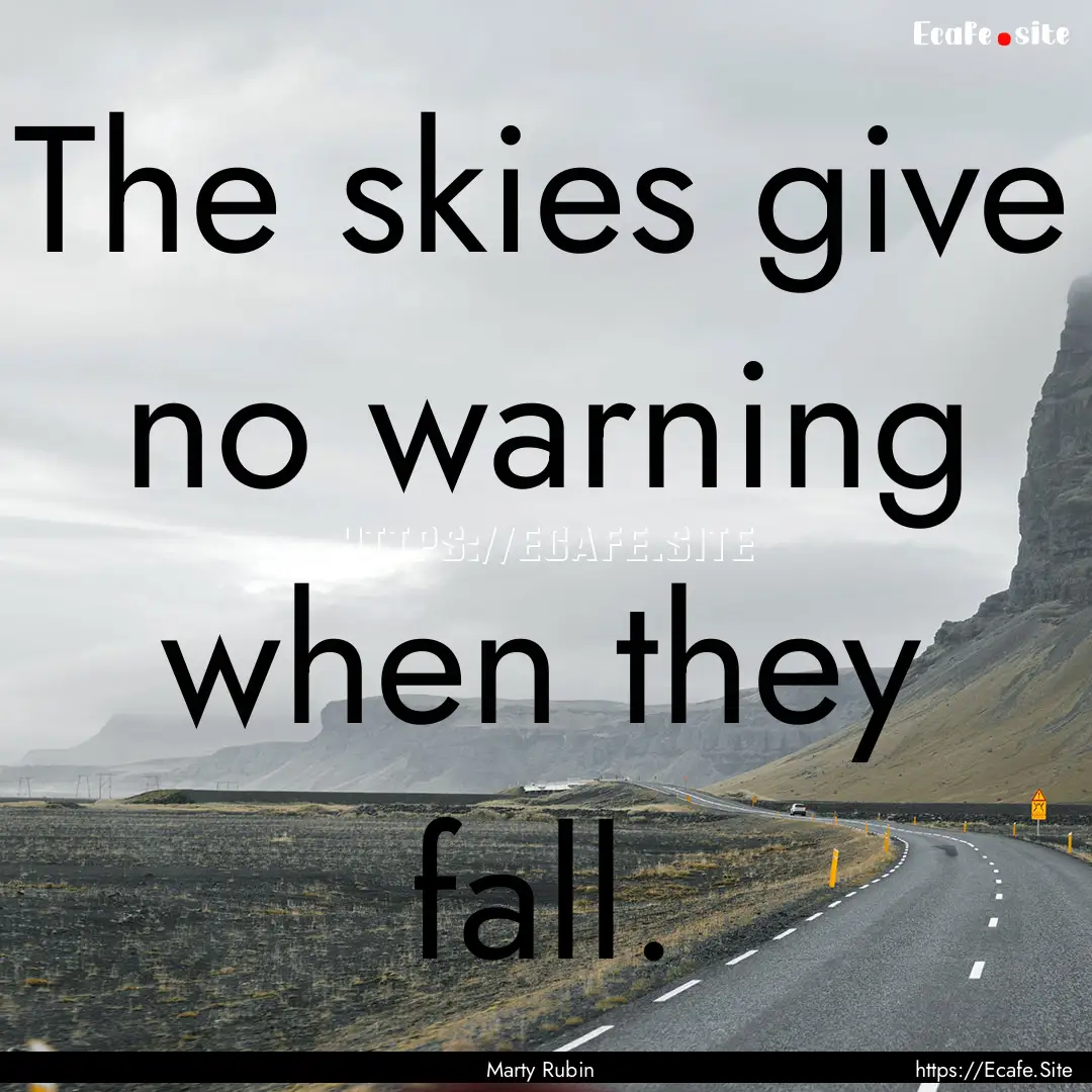 The skies give no warning when they fall..... : Quote by Marty Rubin