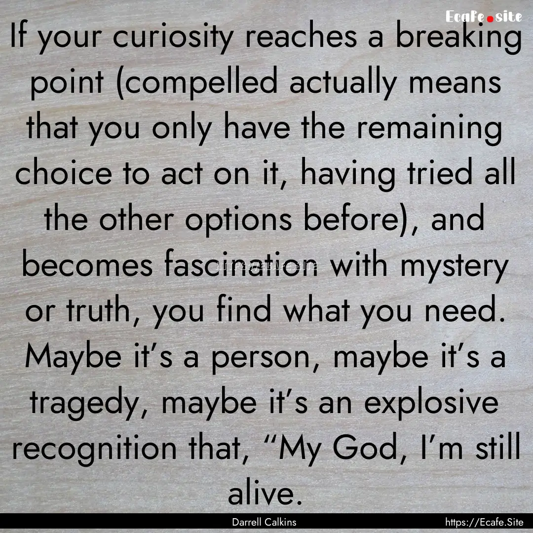 If your curiosity reaches a breaking point.... : Quote by Darrell Calkins