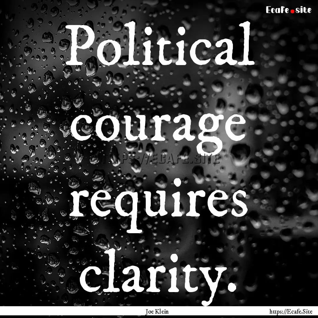 Political courage requires clarity. : Quote by Joe Klein