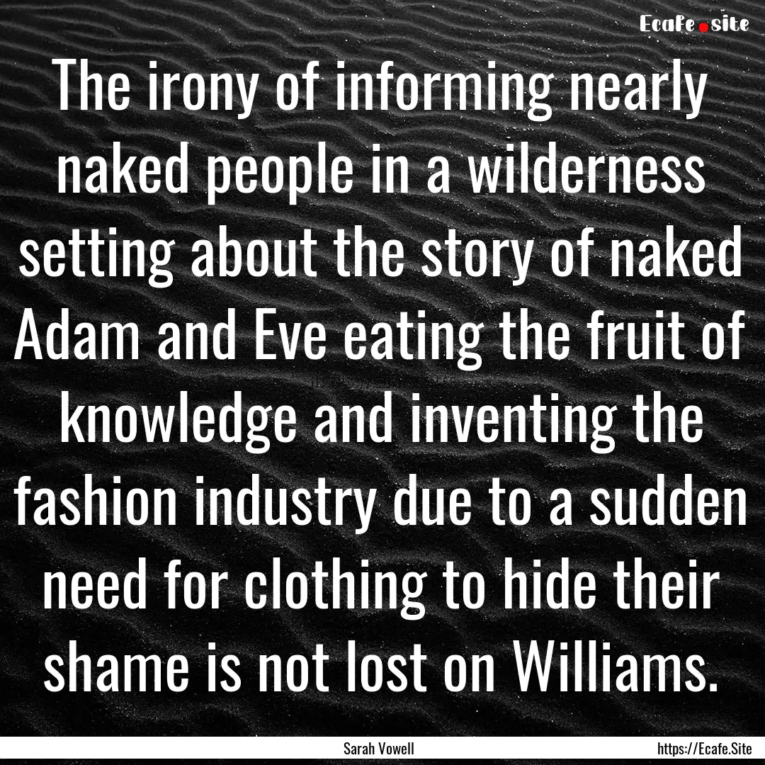 The irony of informing nearly naked people.... : Quote by Sarah Vowell