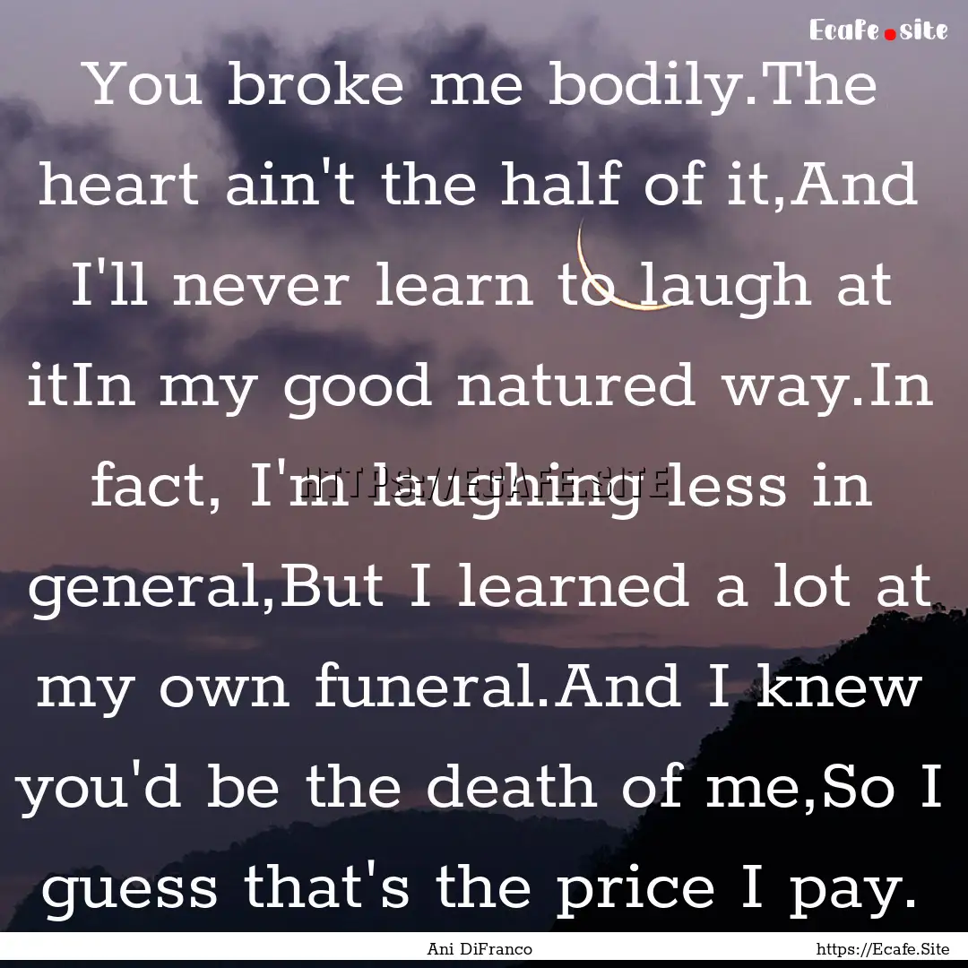 You broke me bodily.The heart ain't the half.... : Quote by Ani DiFranco