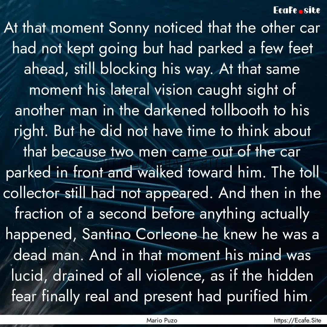 At that moment Sonny noticed that the other.... : Quote by Mario Puzo