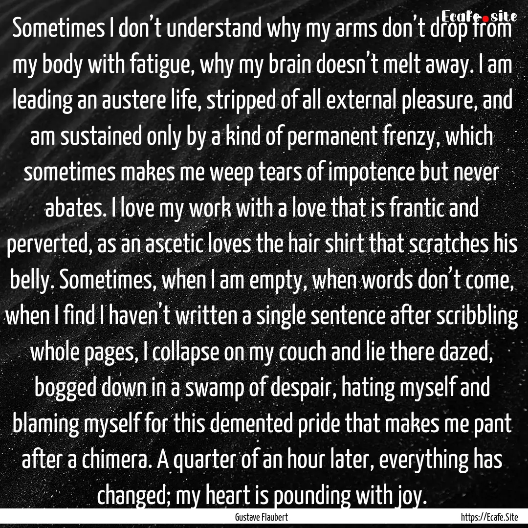 Sometimes I don’t understand why my arms.... : Quote by Gustave Flaubert