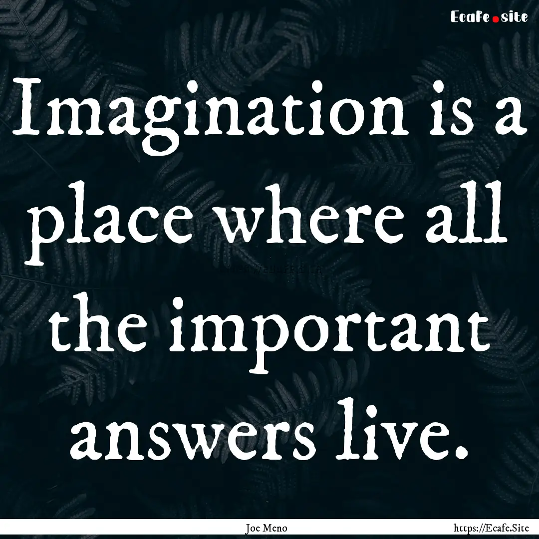 Imagination is a place where all the important.... : Quote by Joe Meno