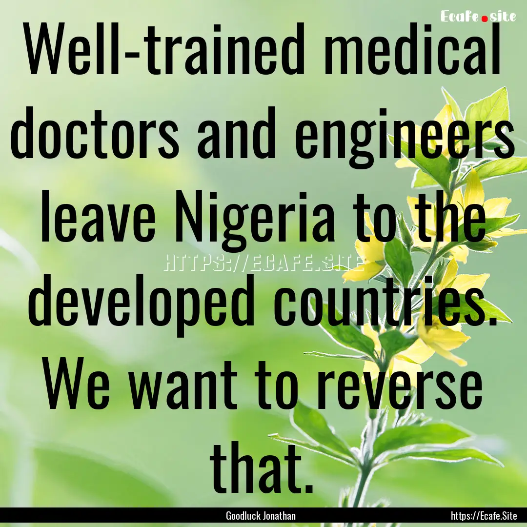 Well-trained medical doctors and engineers.... : Quote by Goodluck Jonathan