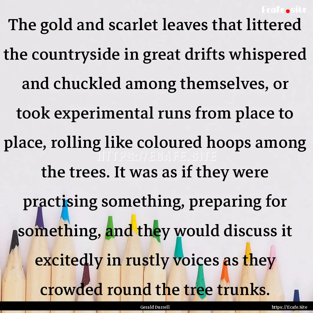 The gold and scarlet leaves that littered.... : Quote by Gerald Durrell