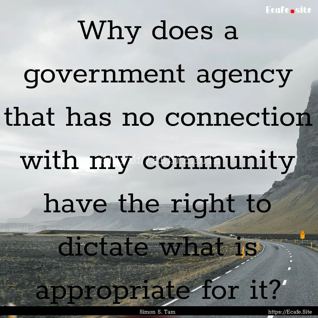 Why does a government agency that has no.... : Quote by Simon S. Tam