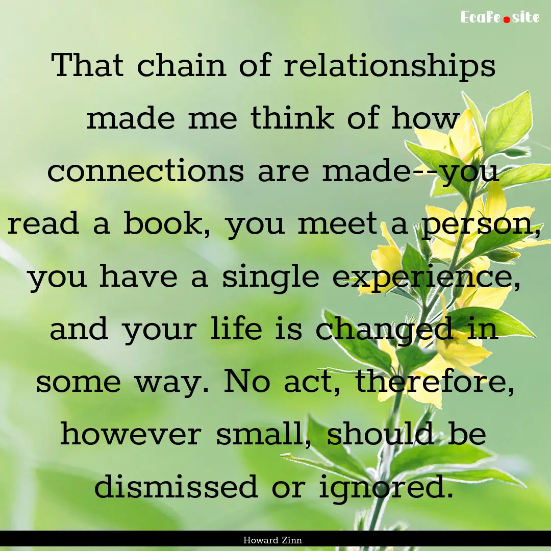 That chain of relationships made me think.... : Quote by Howard Zinn