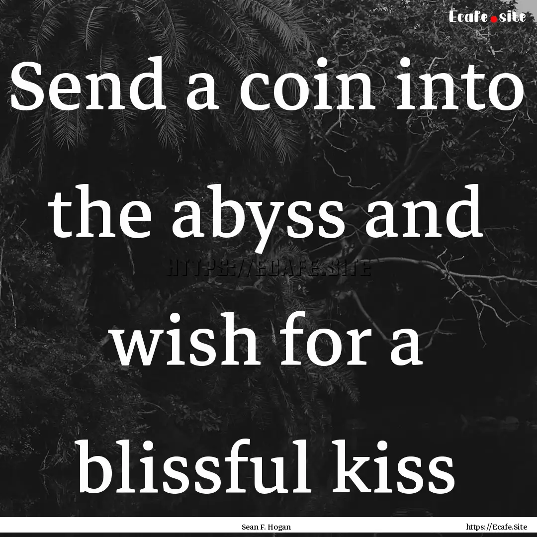 Send a coin into the abyss and wish for a.... : Quote by Sean F. Hogan