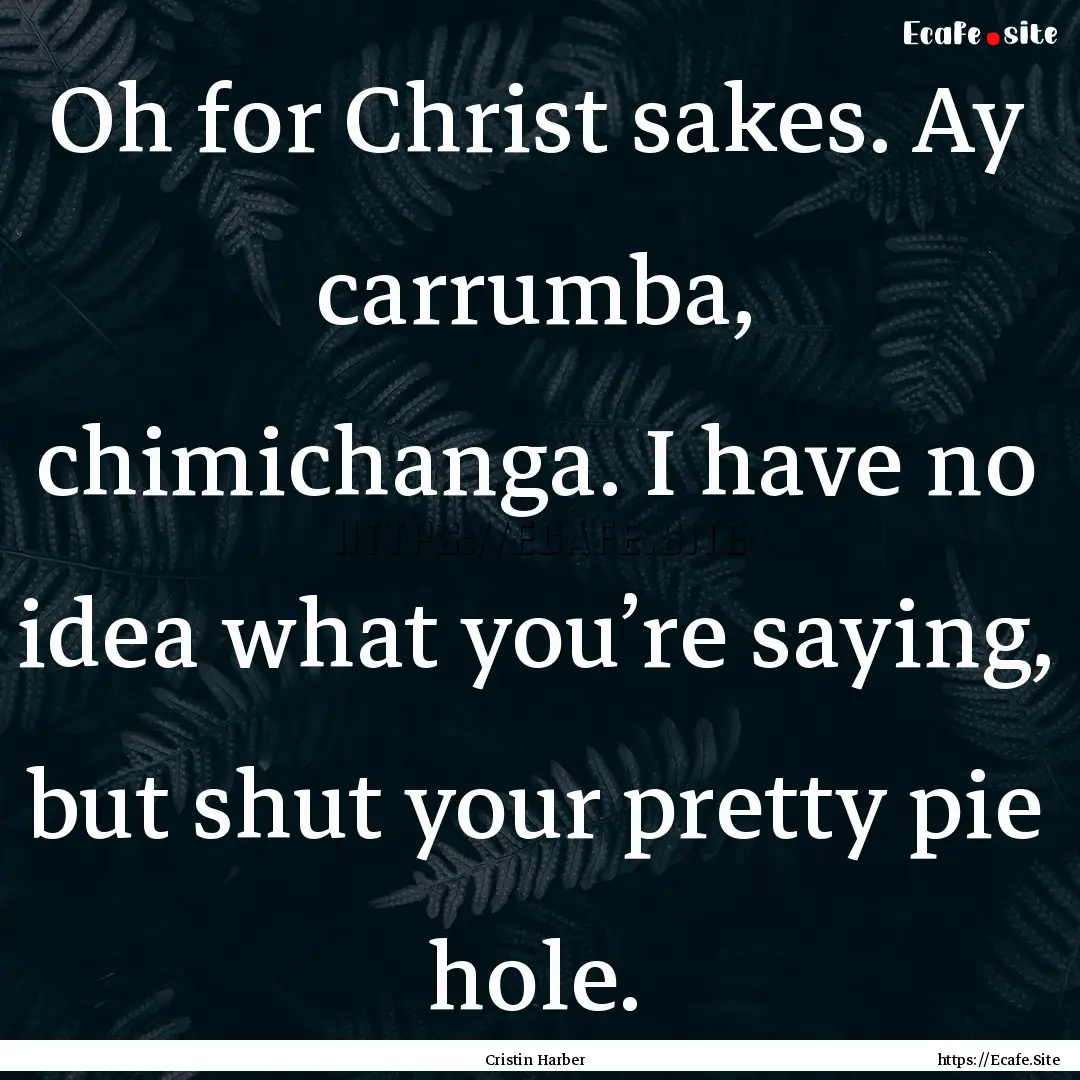 Oh for Christ sakes. Ay carrumba, chimichanga..... : Quote by Cristin Harber