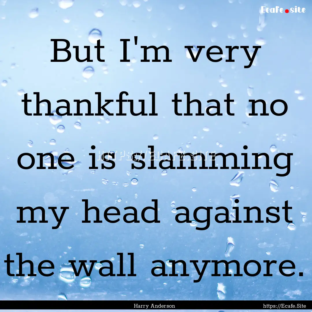 But I'm very thankful that no one is slamming.... : Quote by Harry Anderson