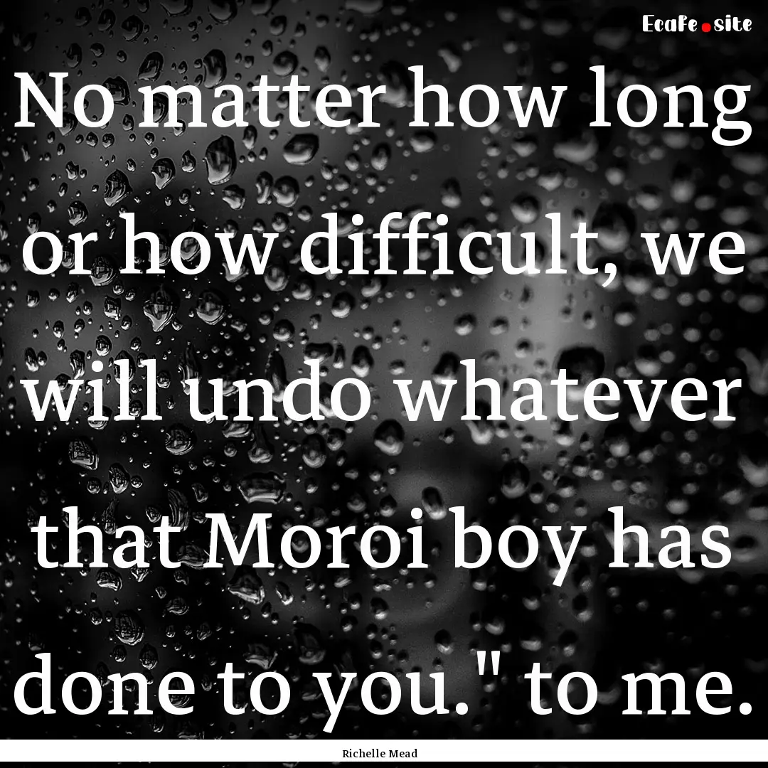 No matter how long or how difficult, we will.... : Quote by Richelle Mead