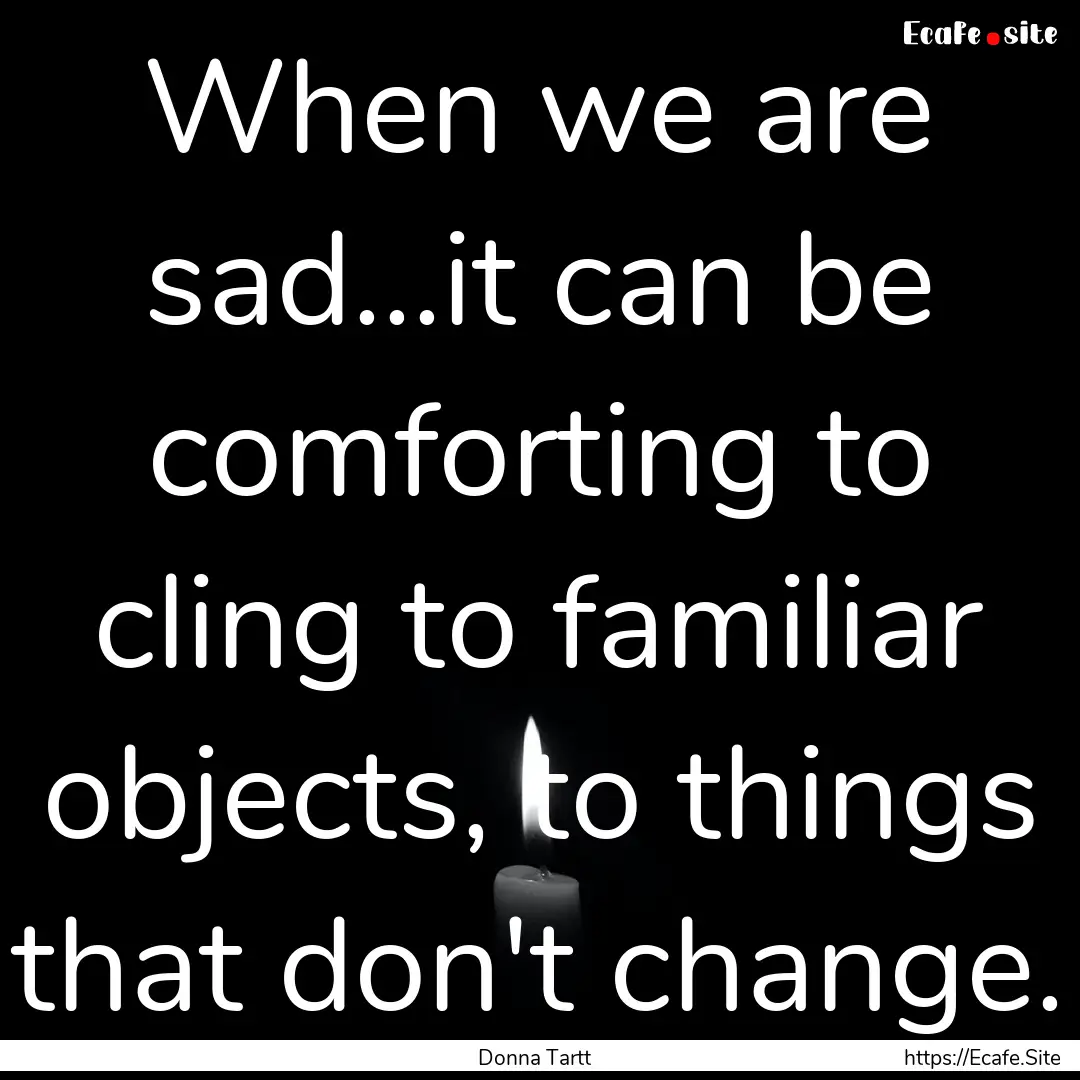 When we are sad...it can be comforting to.... : Quote by Donna Tartt