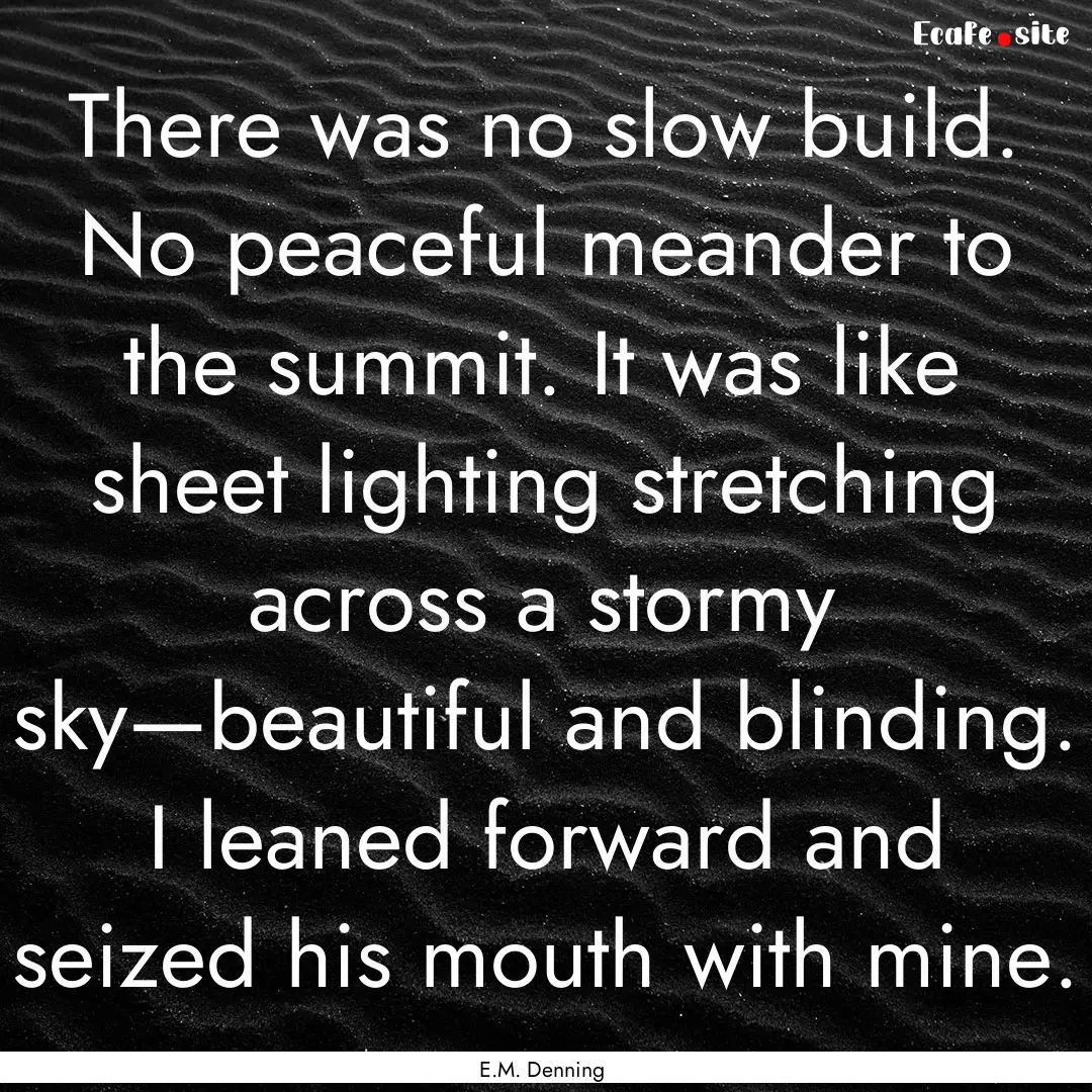 There was no slow build. No peaceful meander.... : Quote by E.M. Denning