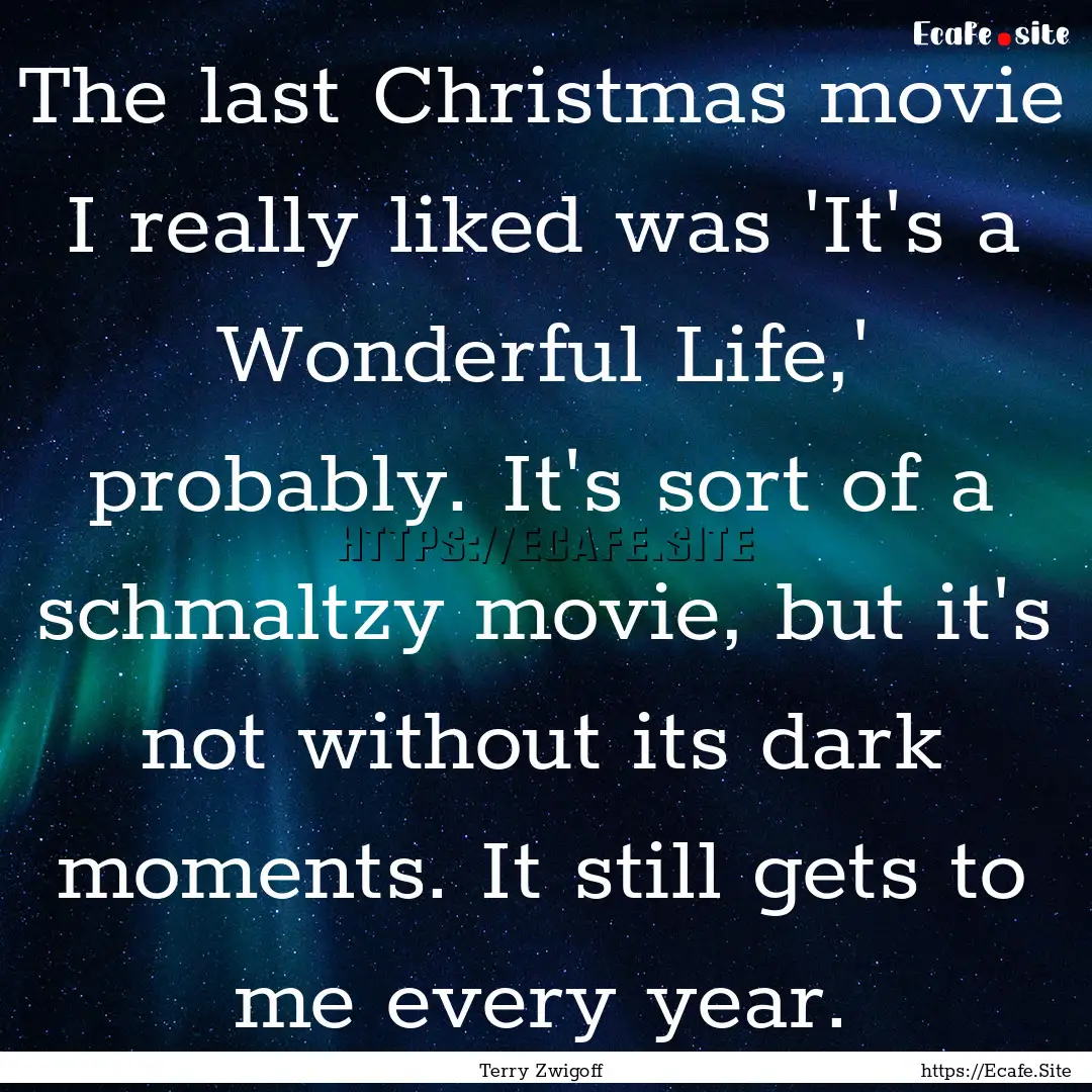 The last Christmas movie I really liked was.... : Quote by Terry Zwigoff