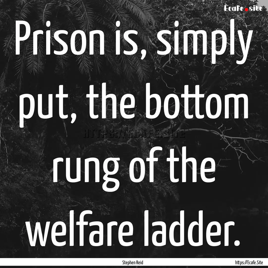 Prison is, simply put, the bottom rung of.... : Quote by Stephen Reid