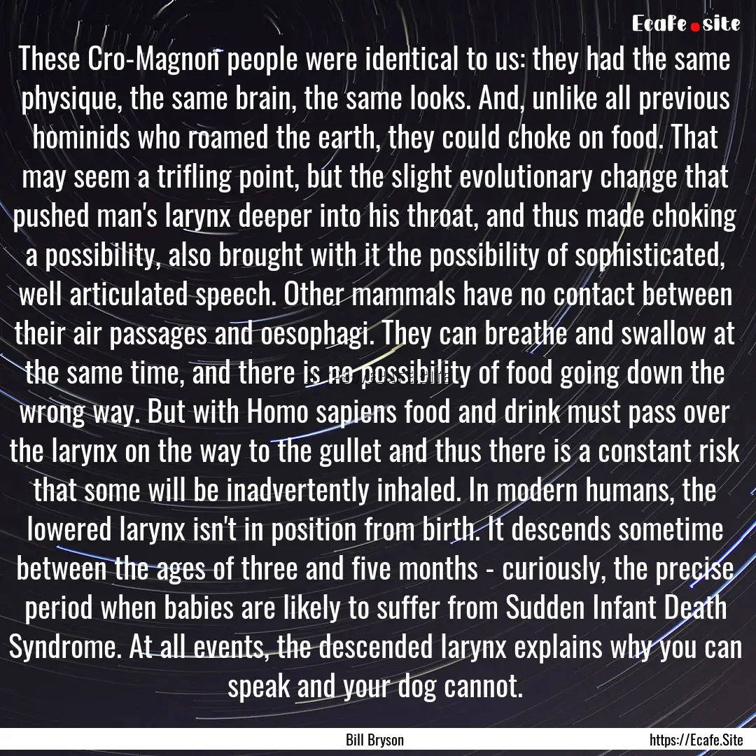 These Cro-Magnon people were identical to.... : Quote by Bill Bryson