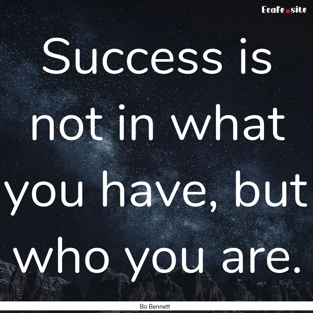 Success is not in what you have, but who.... : Quote by Bo Bennett