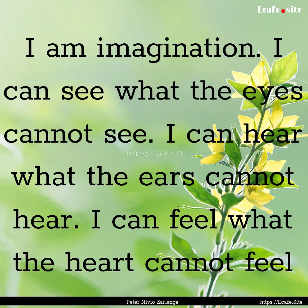 I am imagination. I can see what the eyes.... : Quote by Peter Nivio Zarlenga