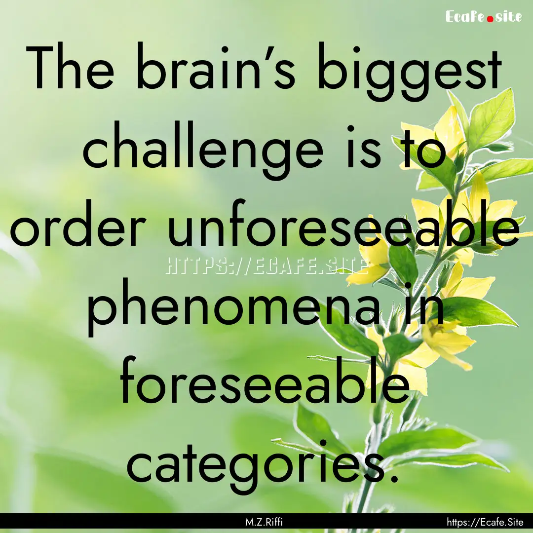 The brain’s biggest challenge is to order.... : Quote by M.Z.Riffi