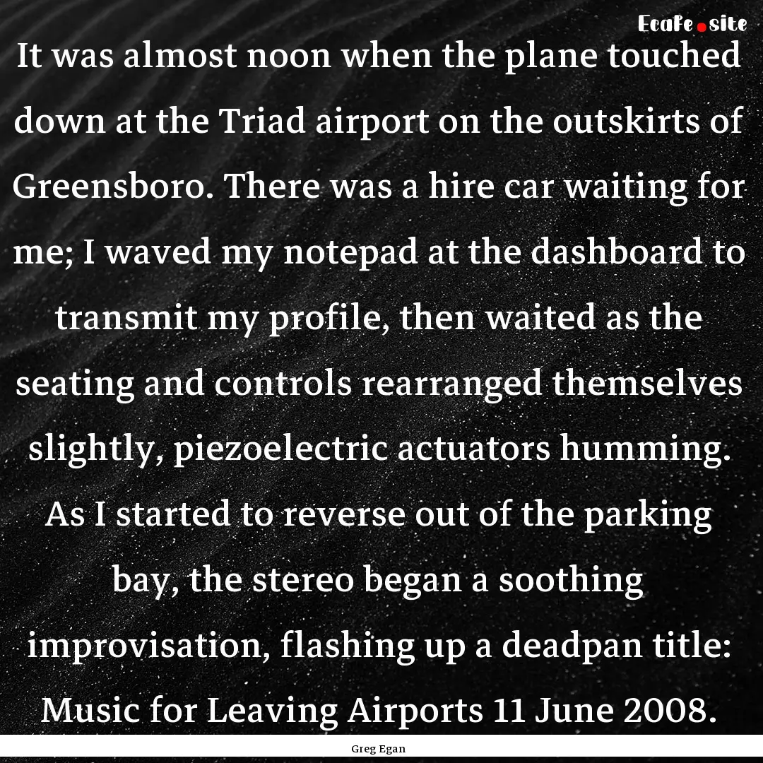 It was almost noon when the plane touched.... : Quote by Greg Egan