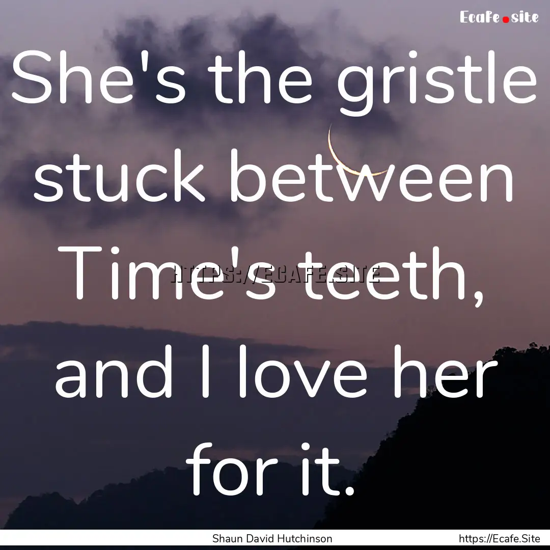 She's the gristle stuck between Time's teeth,.... : Quote by Shaun David Hutchinson