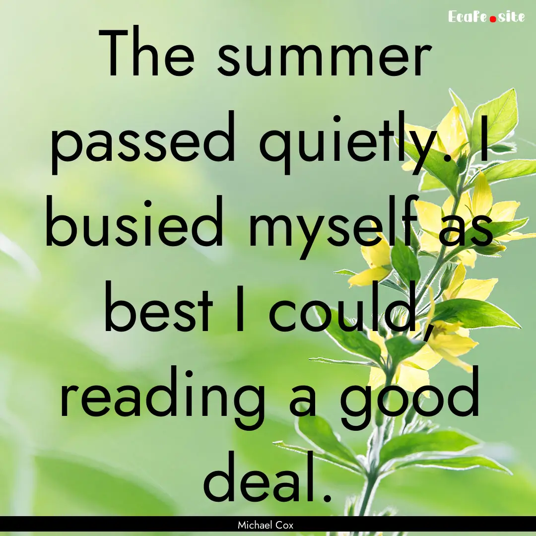 The summer passed quietly. I busied myself.... : Quote by Michael Cox