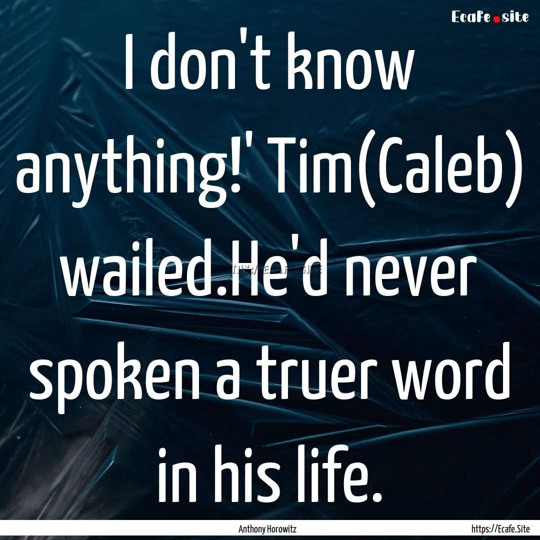 I don't know anything!' Tim(Caleb) wailed.He'd.... : Quote by Anthony Horowitz